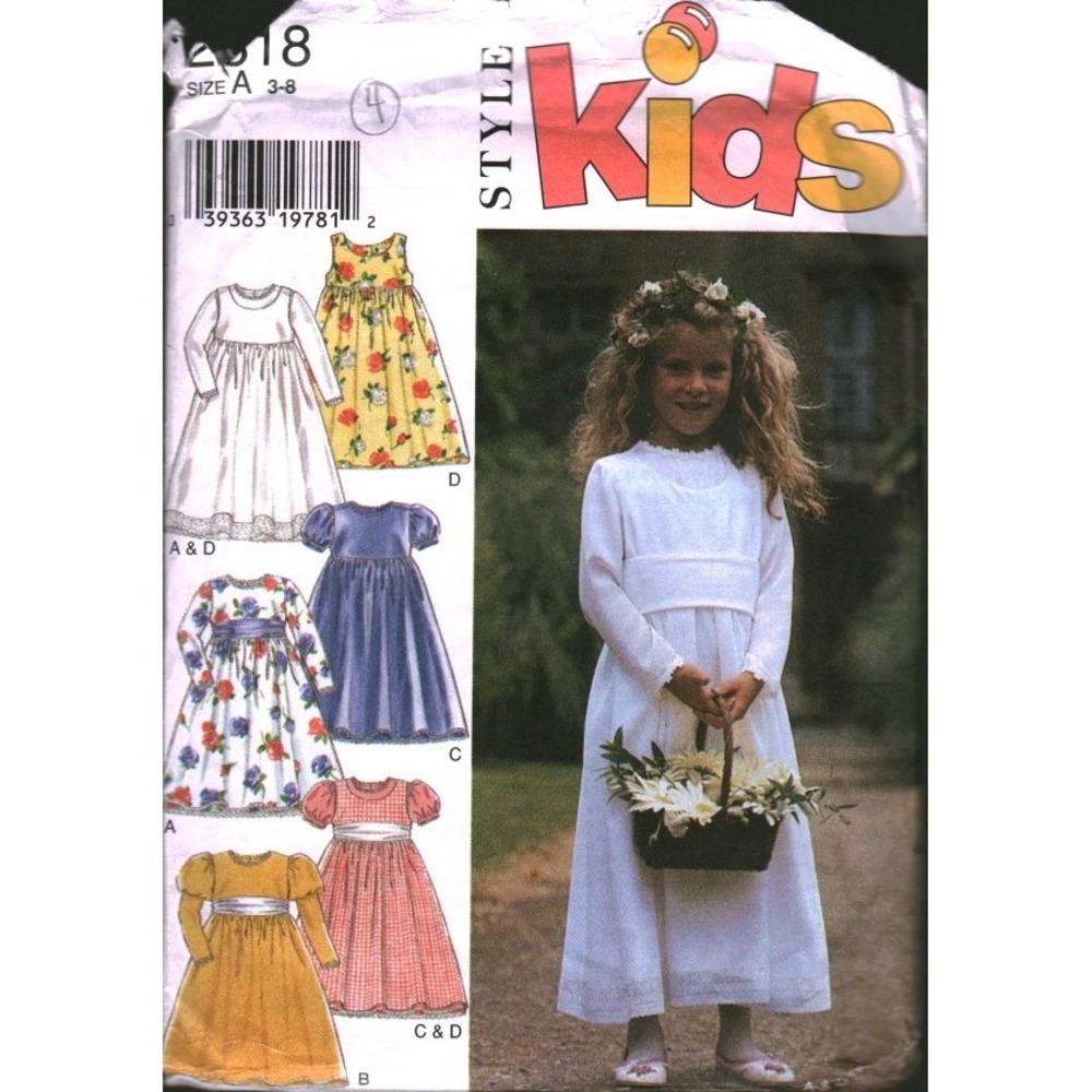Vintage Style Kids Sewing Pattern‎ 2818 Girls Special Occasion Dress Size 3-4